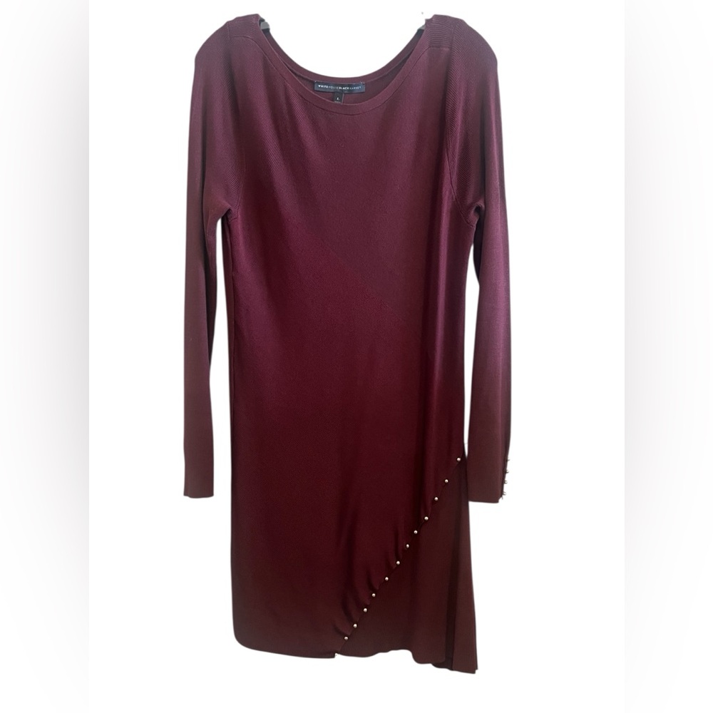 White House Black Market Burgundy Long Sleeve Sweater Dress/Tunic Large